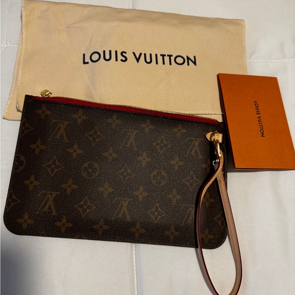Louis Vuitton Neverfull Pochette Monogram Canvas Large Authentic